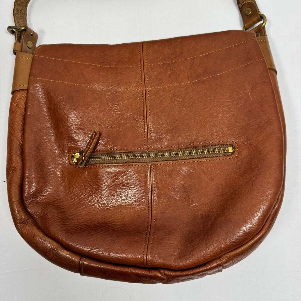Cledran Japan Brown Pebbled Leather Flap Hobo Crossbody Shoulder Bag - Picture 3 of 10